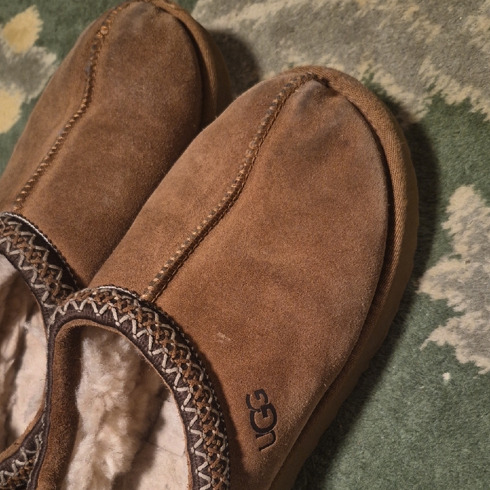 UGG Men's Brown Suede Shearling-Lined Slip-On Loafers - Picture 4 of 9
